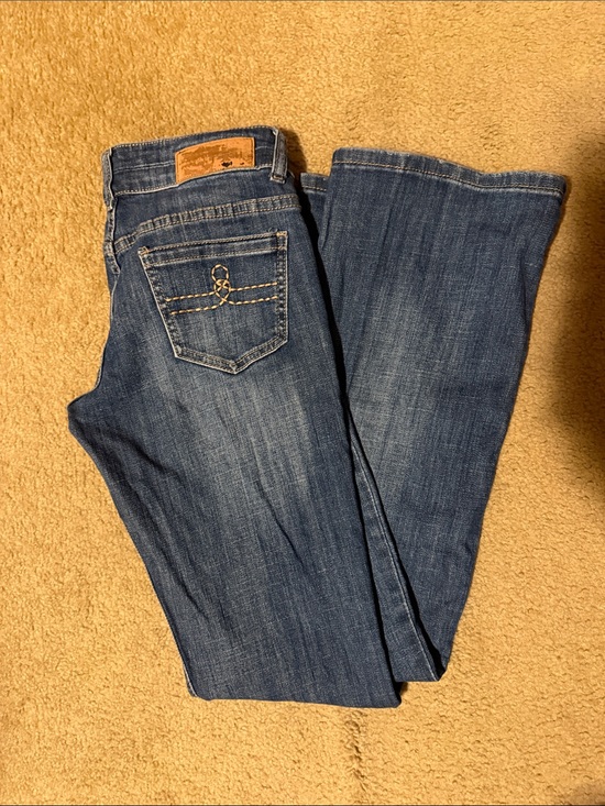 Tin Haul Denim - Dark Blue Women's Bootcut Jeans with Decorative Pocket Stitching